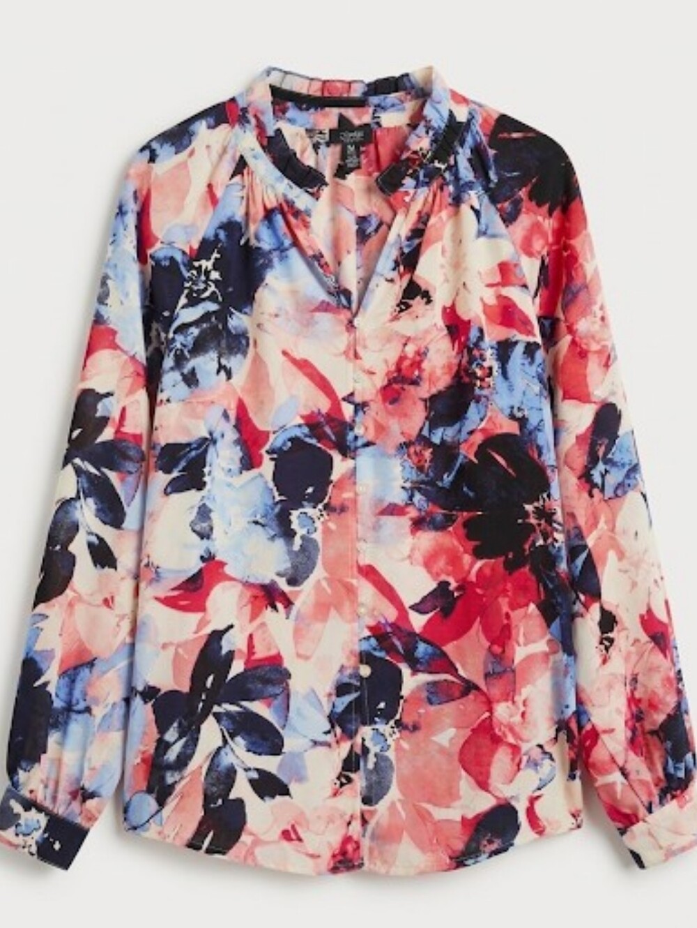 Jones New York Multicolor Floral Watercolor Blouse Size M